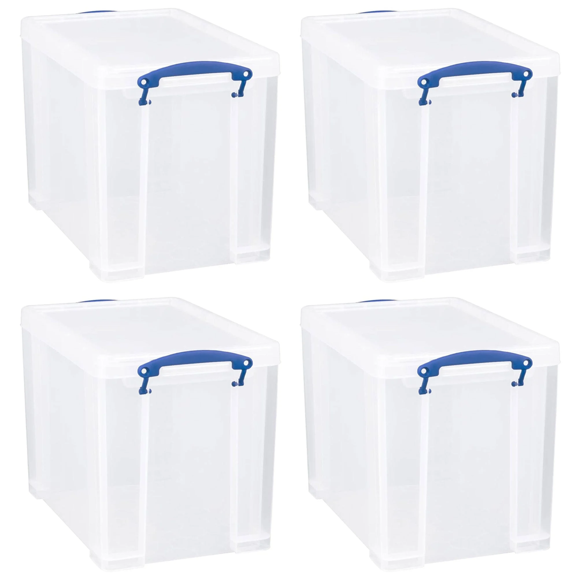 Really Useful Box 19L Storage Container with Lid and Clip Lock Handles, (4 Pack)