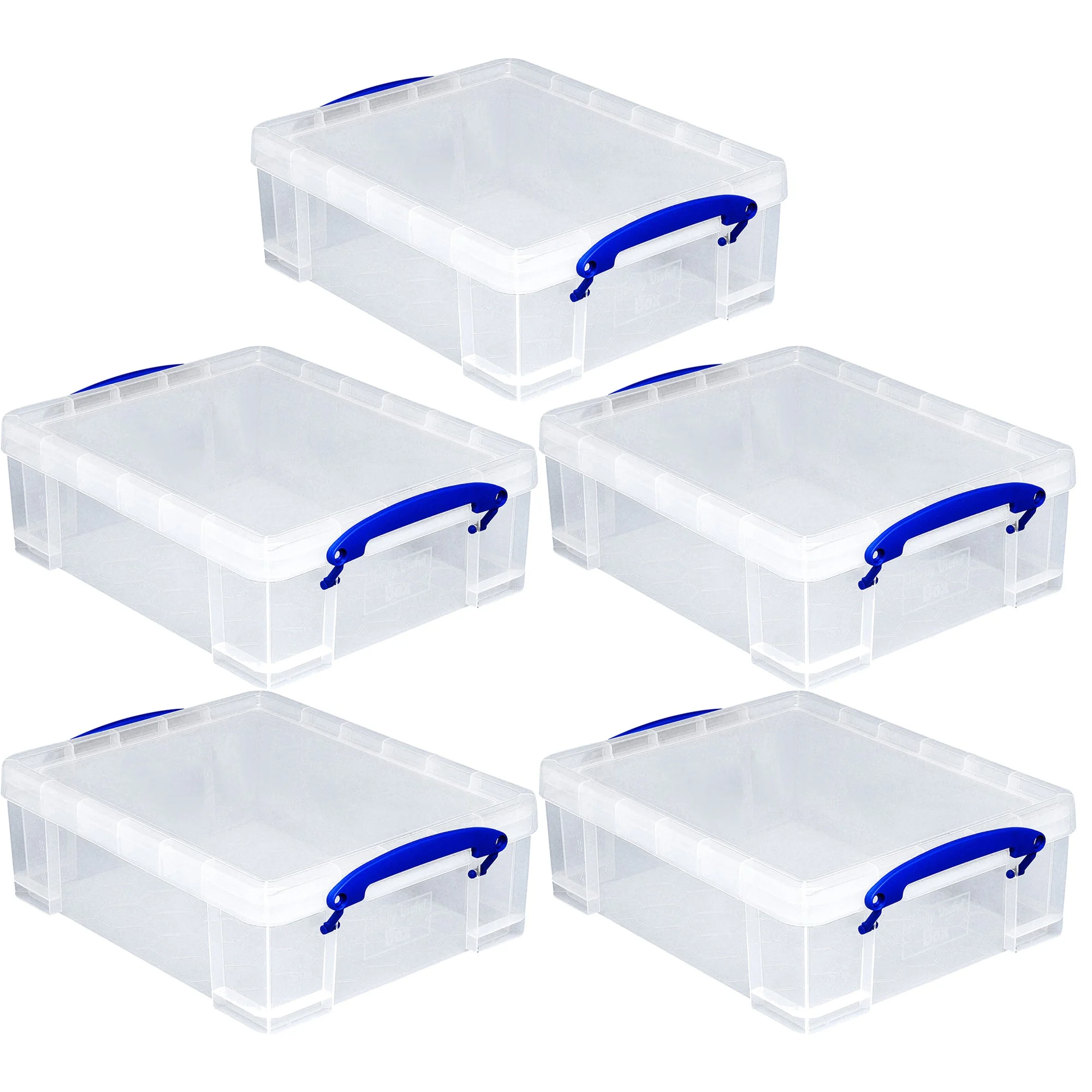 Really Useful Box 8.1L Plastic Storage Container with Clip Lock Handle (5 Pack)