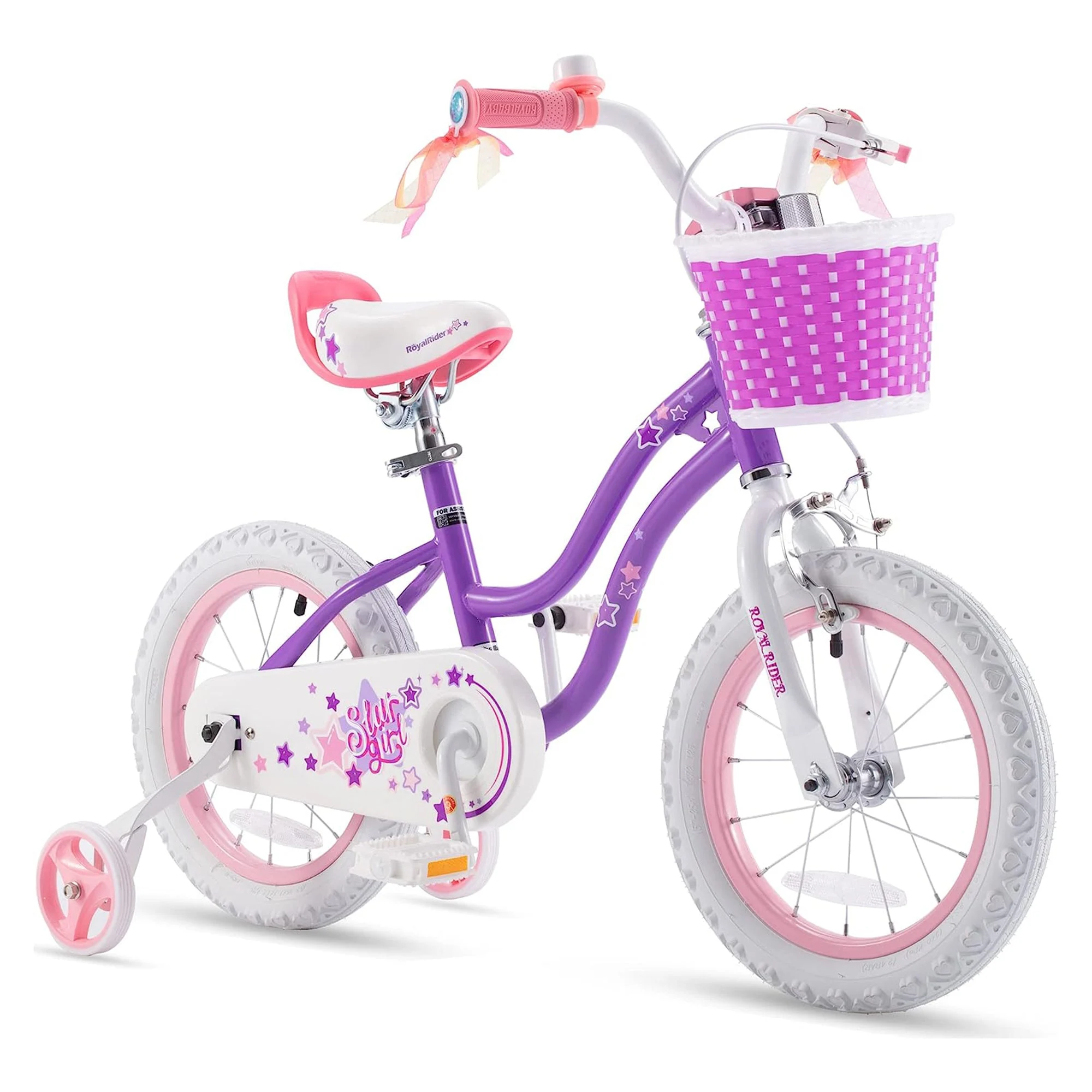 RoyalBaby Stargirl Children's Outdoor Bicycle 12" with Training Wheels, Purple