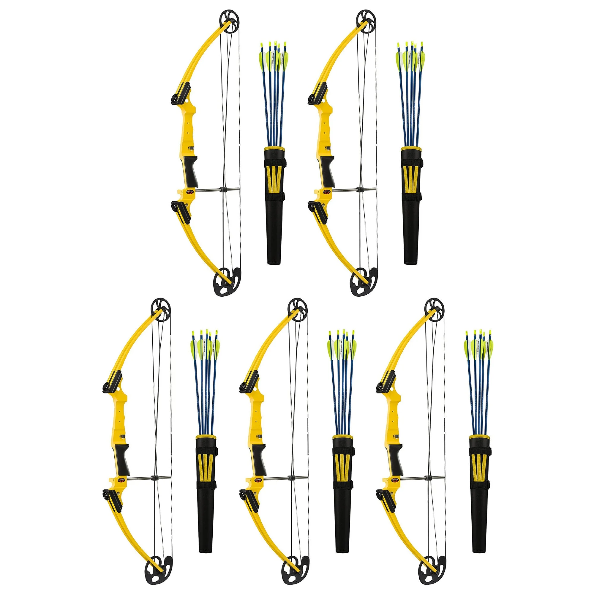 Genesis Archery Original Left Handed Compound Bow Archery Kit, Yellow (5 Pack)