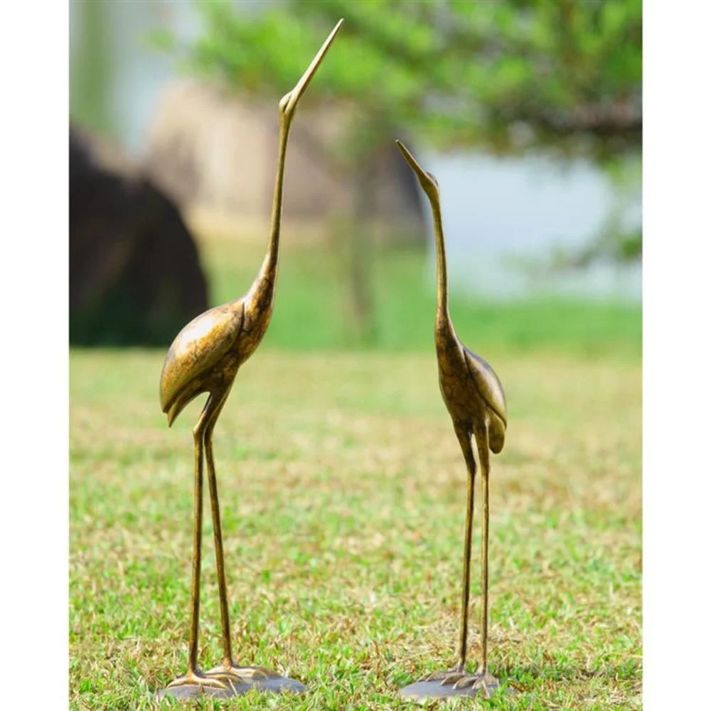 SPI Home Crane Pair – 29" H Bronze Metal Coastal Bird Sculptures for Indoor or Outdoor Decor