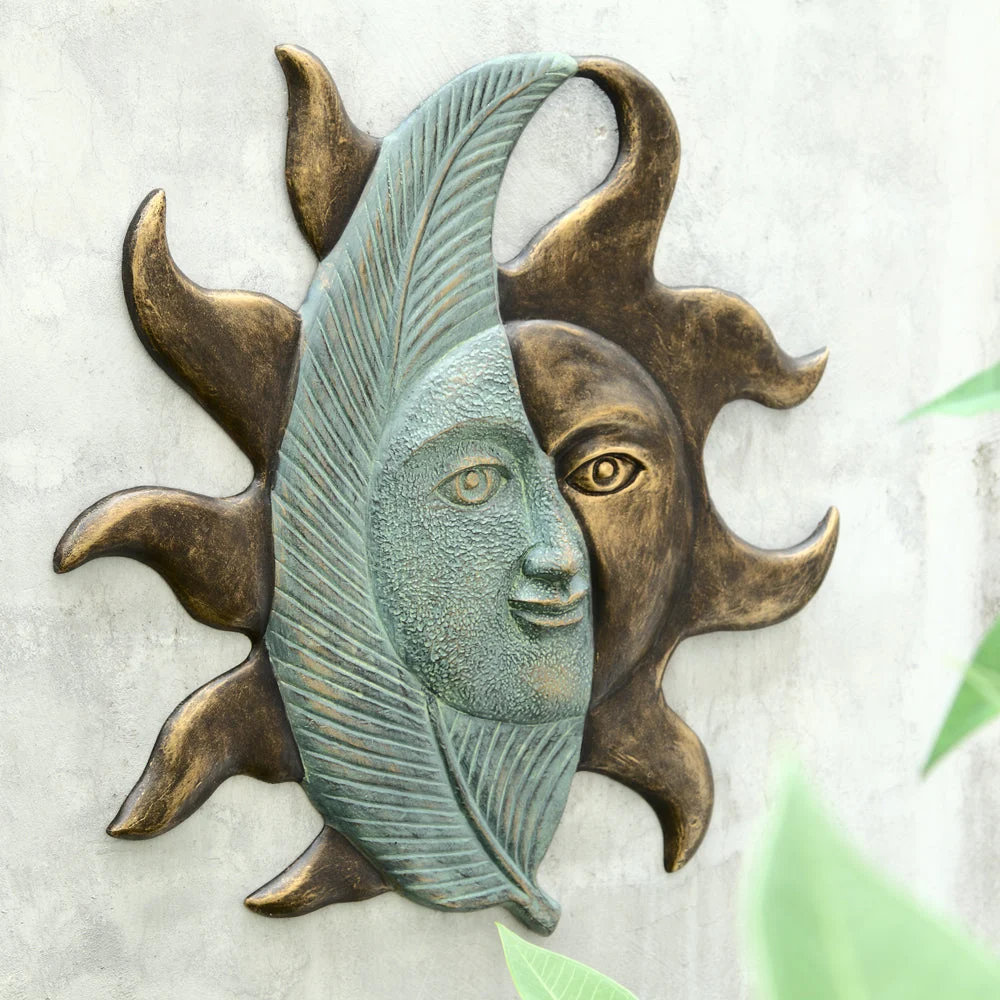 Leaf & Sunface Wall Hanging – 26"H Metal Decorative Wall Art by SPI Home