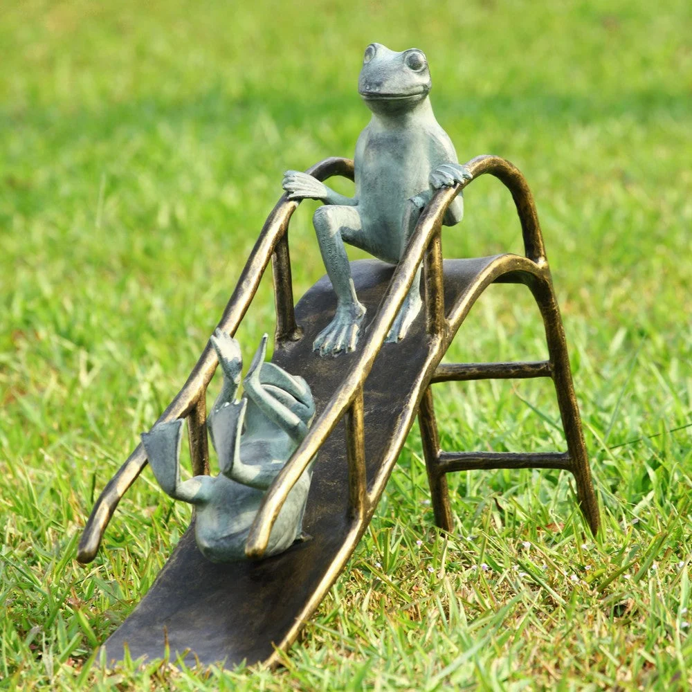 SPI Home Whimsical Sliding Frogs Metal Garden Sculpture