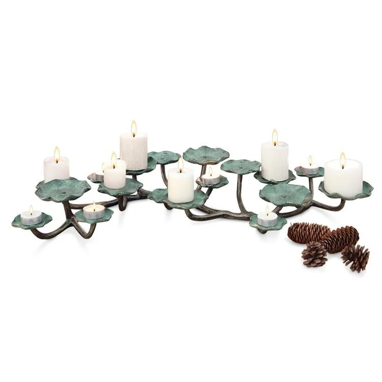 SPI Home Blossom Pillar Candelabra – 3.5" Tall Floral Metal Candle Holder for Centerpieces, Tabletop & Home Decor