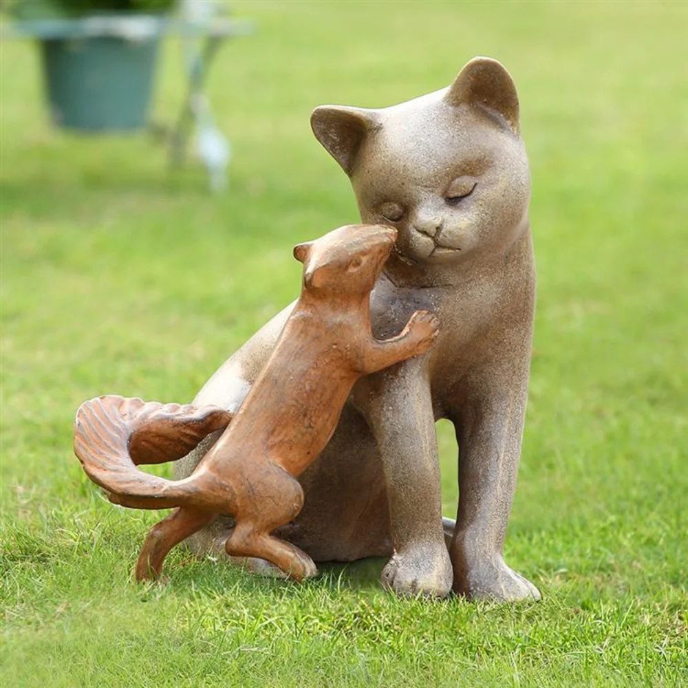 SPI Home Stealing a Kiss Garden Sculpture – 11" Romantic Metal Animal Statue for Outdoor or Patio Decor