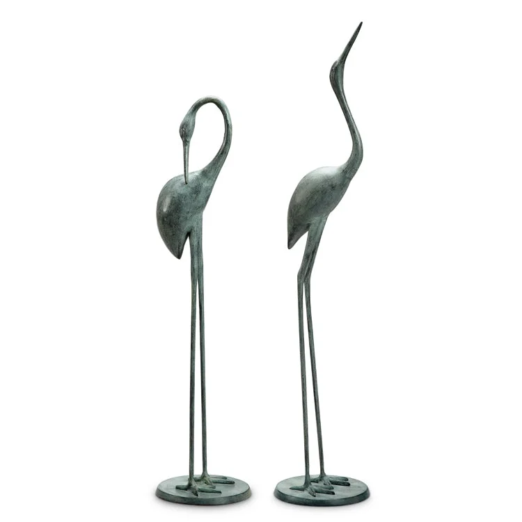 SPI Home Contemplative Garden Crane Pair – Set of 2 Elegant Metal Sculptures for Outdoor Decor