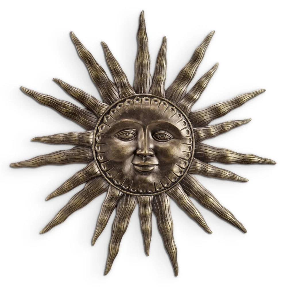SPI Home Dawn's Light Sun Wall Plaque – Radiant Metal Wall Art for Garden or Patio with Handcrafted Solar Motif