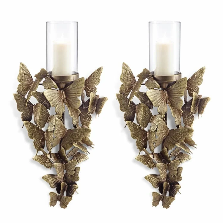 Butterfly Wall Sconce (Set of 2) – 30"H Metal Decorative Wall Accents by SPI Home