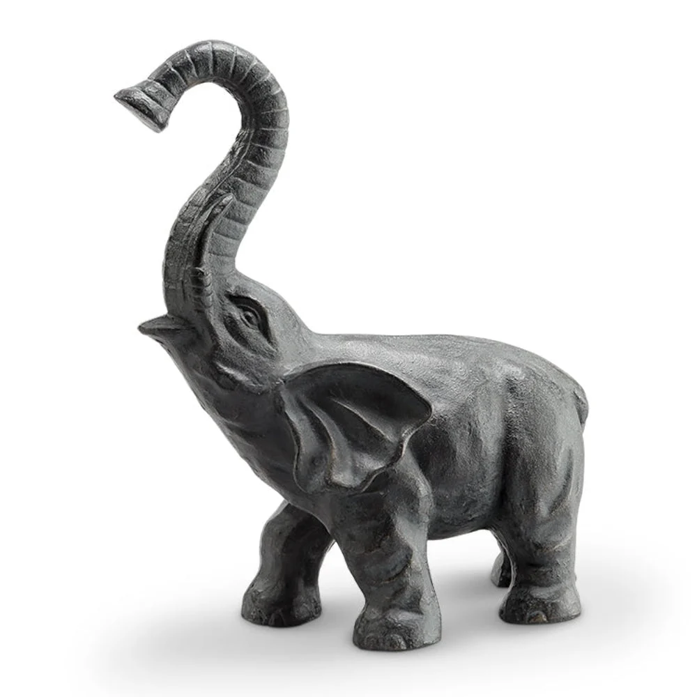 Unforgettable Elephant Sculpture – 17"H Cast Iron Decorative Accent by SPI Home