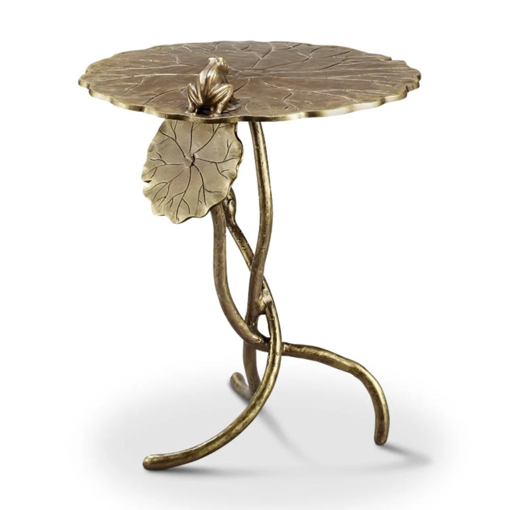 SPI Home Frog and Dragonfly End Table – Sculpted Metal Garden Accent Table, 25.5" H x 20" W, Nature-Inspired Outdoor Design