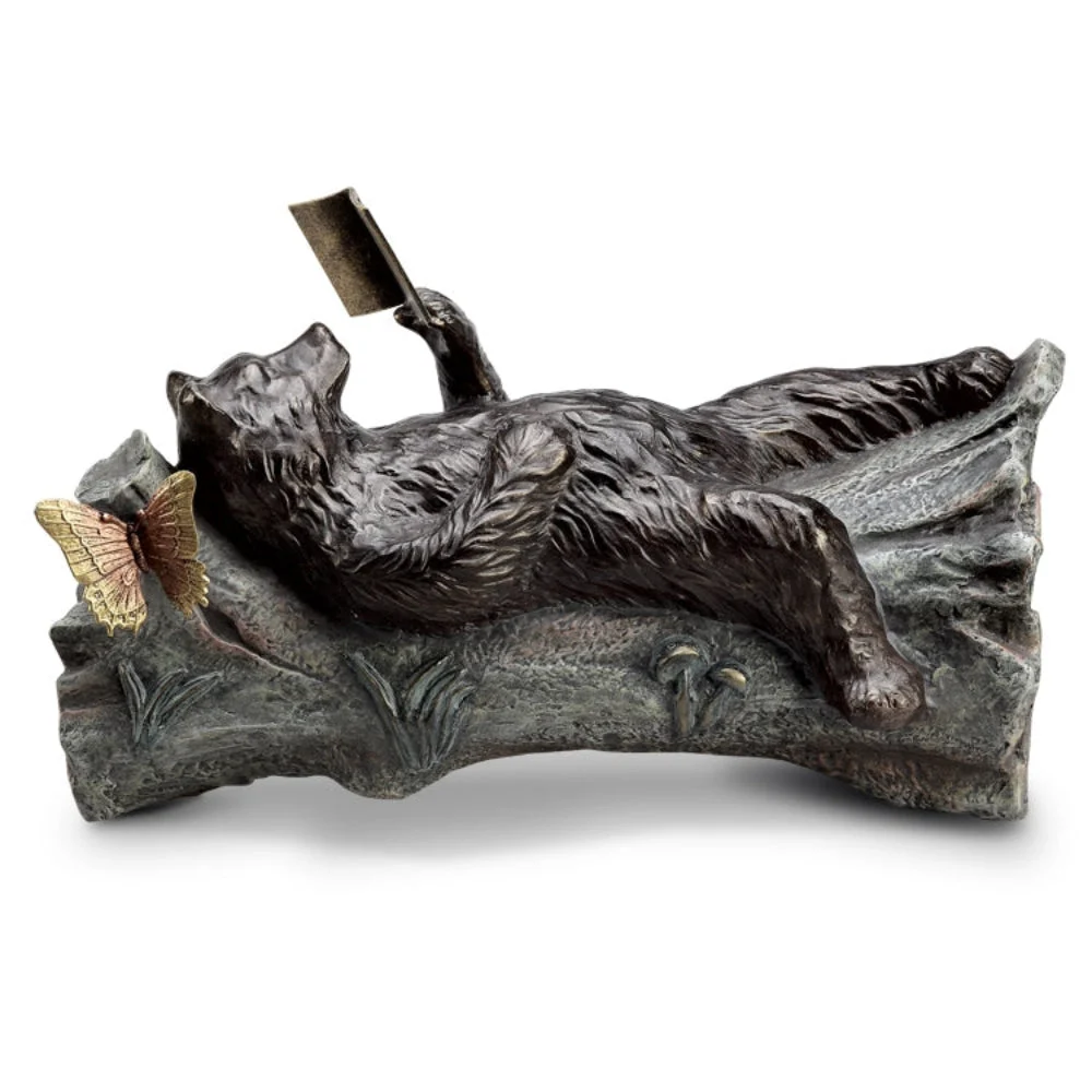 SPI Home Lazy Reader Garden Sculpture – Metal Outdoor Art, 14" H x 25" W, Whimsical Book Lover’s Garden Accent