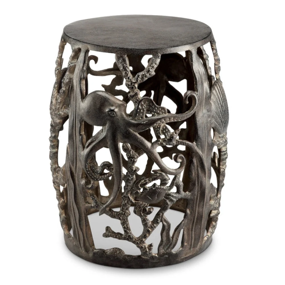 SPI Home Octopus Garden Stool – Coastal Metal Accent, Nautical Design, Versatile Outdoor or Indoor Decorative Seat