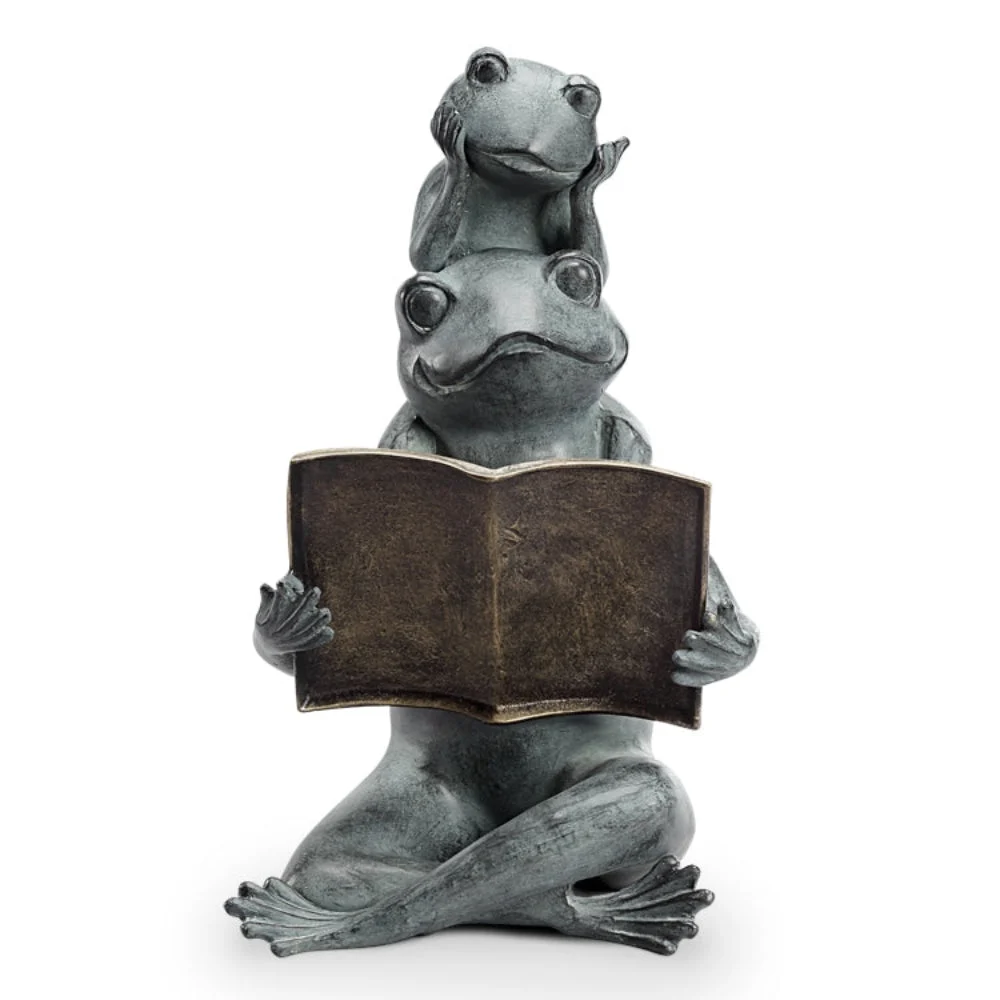 SPI Home Eager Readers Garden Sculpture – Metal Art for Outdoor Décor, Whimsical Animal Statue, 18.5" Tall Book Lovers Accent