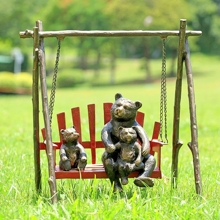 SPI Home 34791 Bear On Porch Swing Garden Sculpture - Garden Decor
