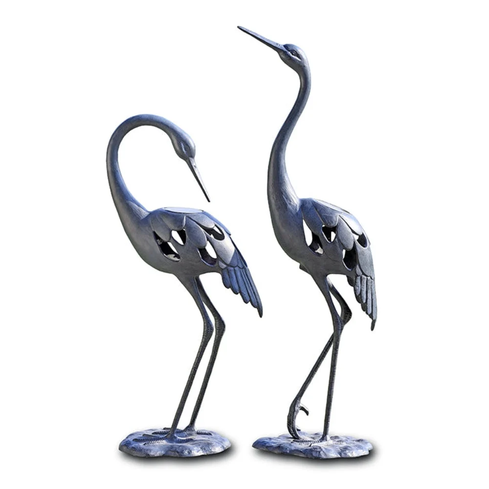 SPI Home Crane Pair Garden Sculpture – 29" Tall Bronze Metal Bird Duo for Outdoor Garden, Nature-Inspired Wildlife Yard Art