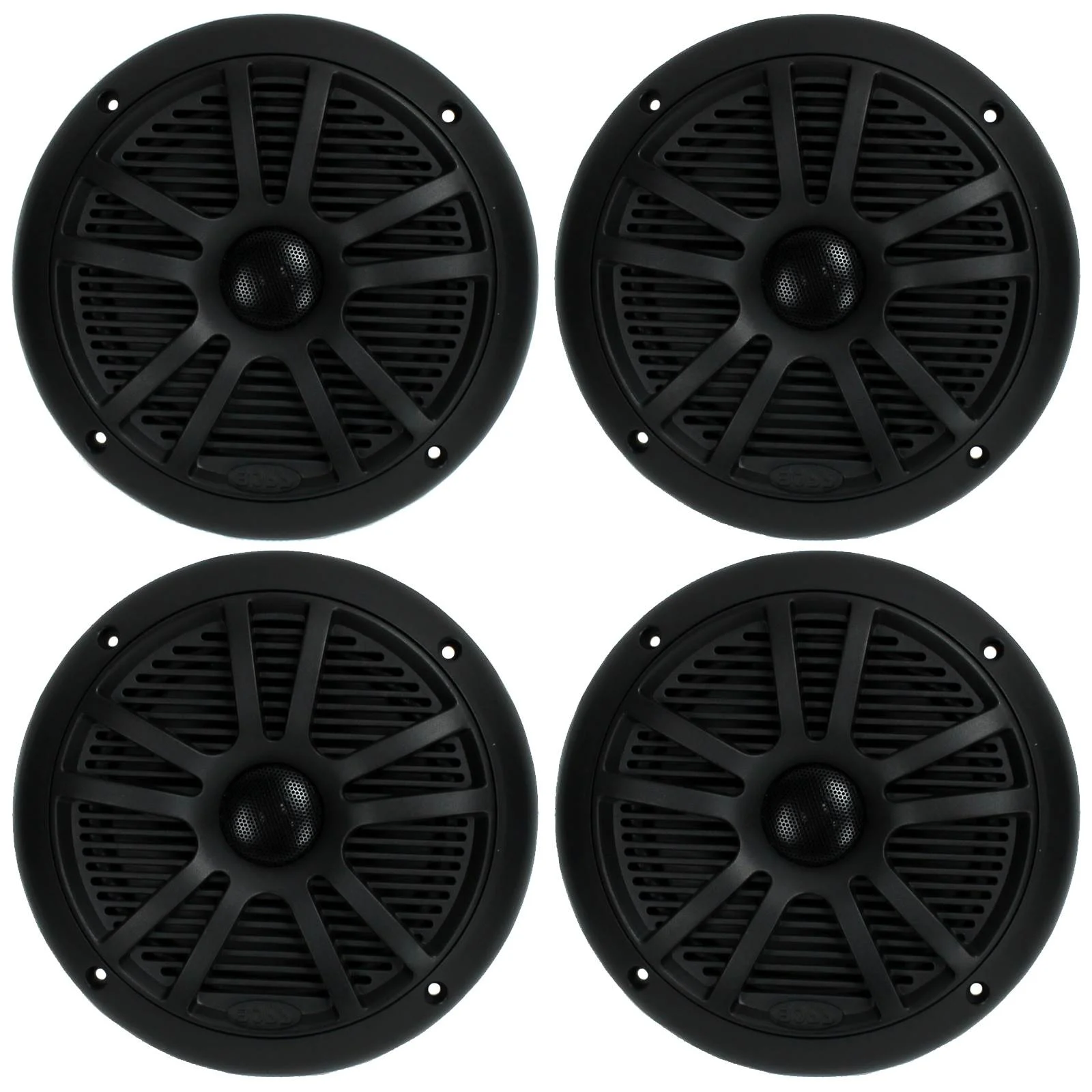 BOSS 6.5" 360W Dual Cone Black Marine Boat Outdoor Audio Speakers, 4pk | MR6B