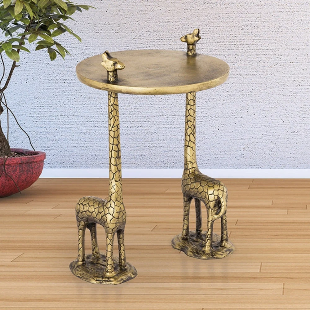 SPI Home Giraffe Pair End Table – Metal Animal Accent Table, 22" Height, Whimsical Safari Decor