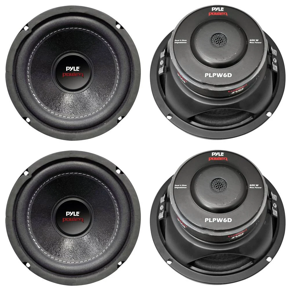 PYLE PLPW6D 6" 2400W Car Audio Subwoofers Subs Woofers DVC Stereo 4-Ohm