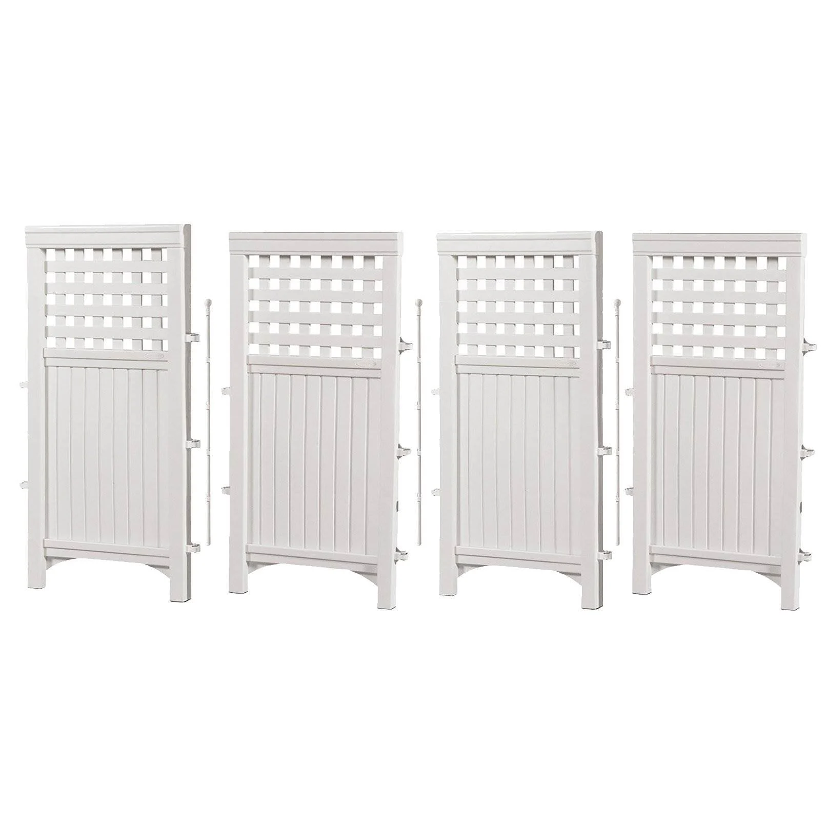 Suncast 4 Panel Screen Enclosure Freestanding Steel Resin Reversible Panel Outdoor Screen TRE, White