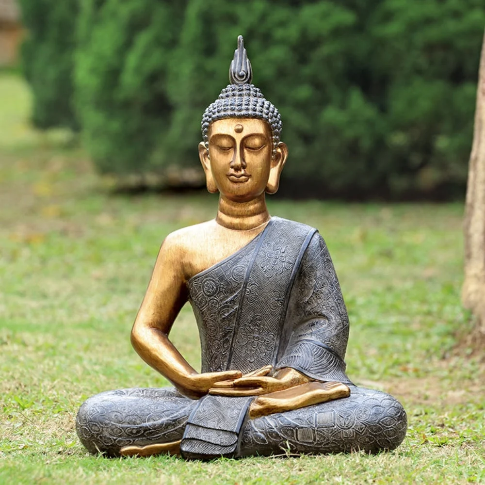 SPI Home Thoughtful Buddha Garden Sculpture – 24" Tall Resin Meditative Statue, Tranquil Outdoor Decor