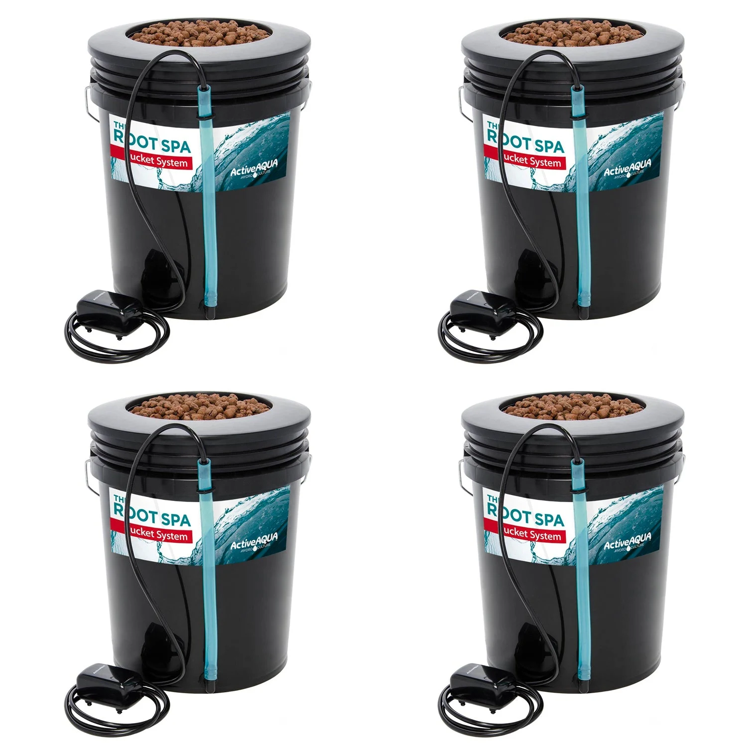 Active Aqua Root Spa 5 Gallon Hydroponic Bucket System Grow Kit (4 Pack)