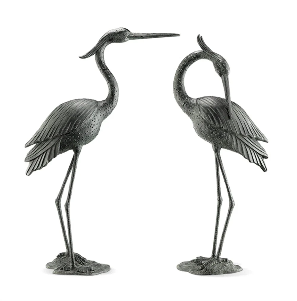 SPI Home Marshland Royals Garden Sculptures Set of 2 – Tall Metal Heron Pair for Elegant Outdoor Decor