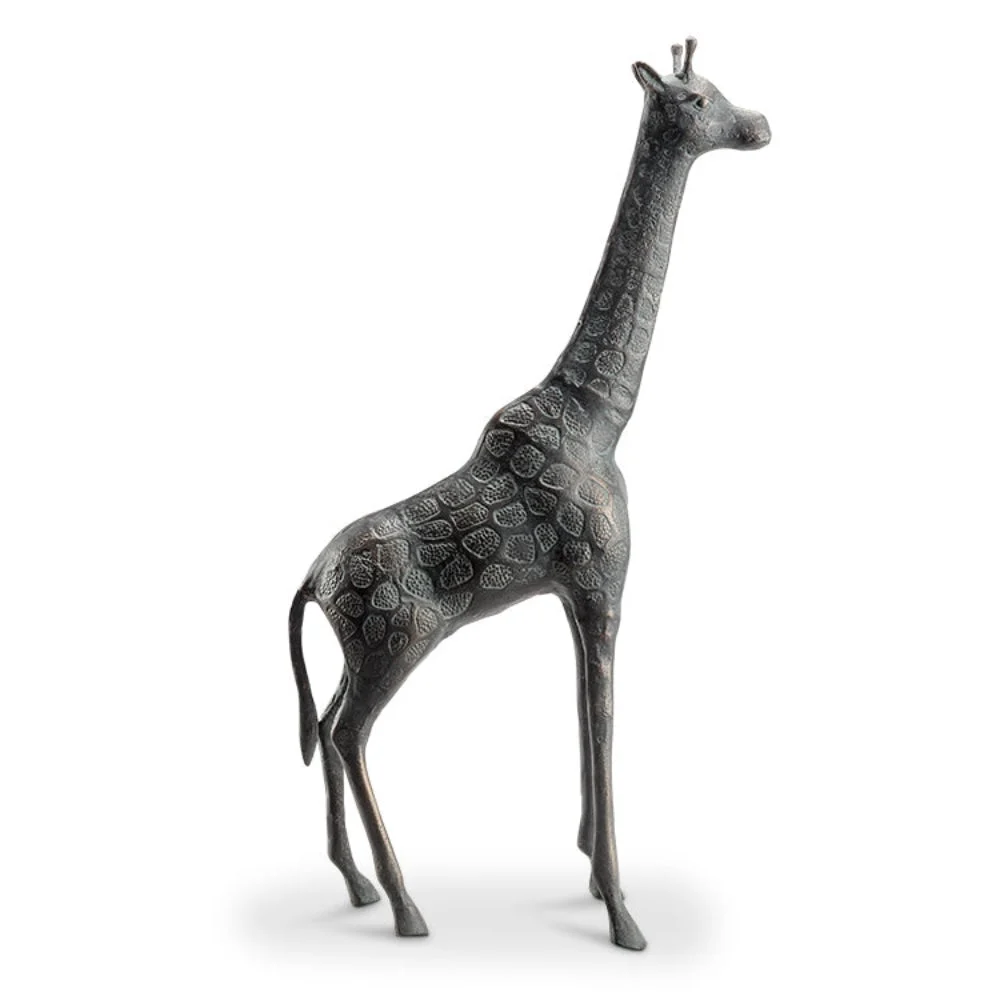 SPI Home Giraffe Decor – 25.5" Cast Iron Wildlife Sculpture with Rustic Finish for Indoor or Garden Display