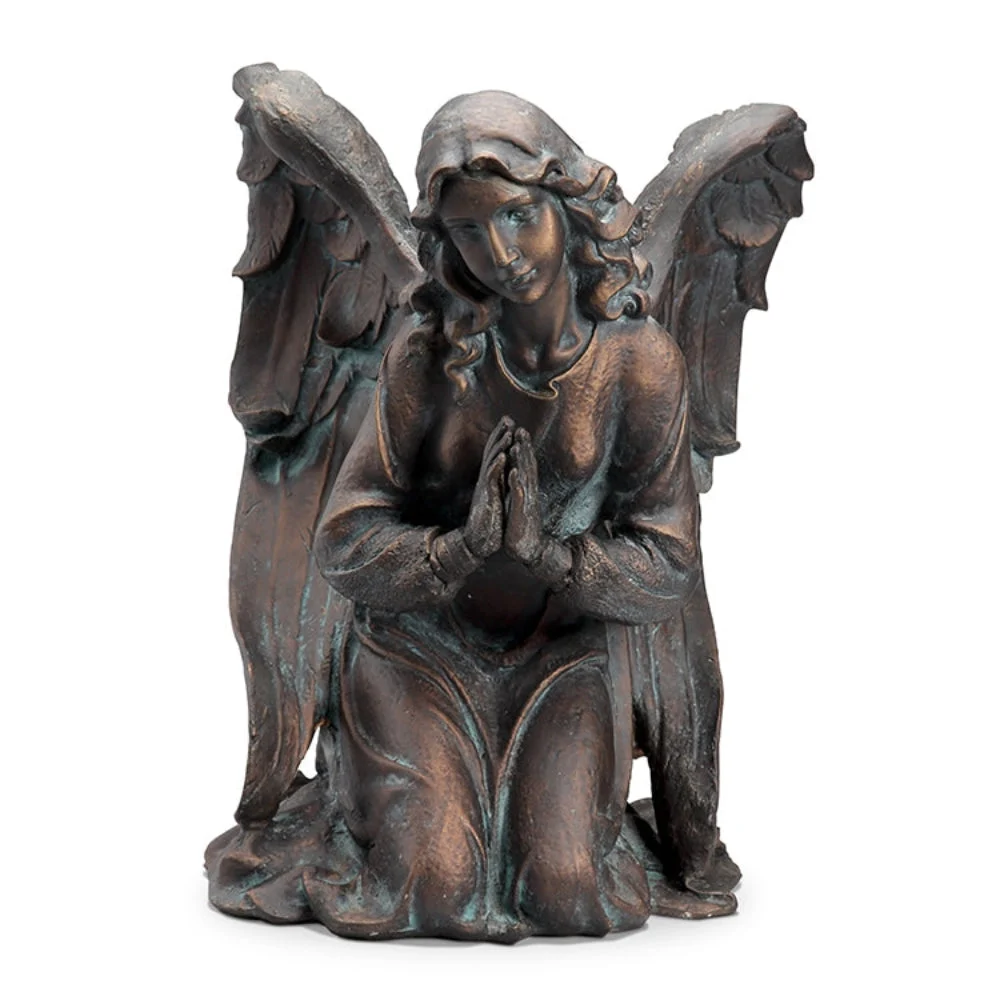 SPI Home Thoughtful Angel Garden Sculpture – 18.5" Resin Statue with Serene Pose for Outdoor Memorial or Spiritual Decor