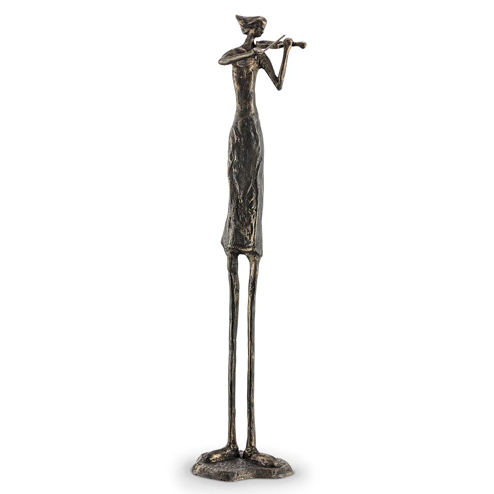 SPI Home Virtuoso Violinist Metal Sculpture – 39" Tall Bronze Musician Figure for Artistic Home, Studio, or Office Display