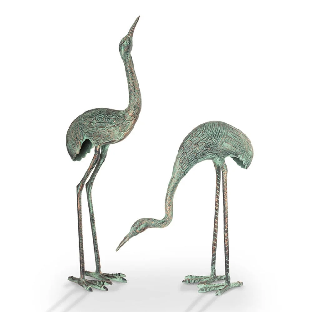 SPI Home Foraging Cranes Garden Sculpture Set of 2 – Elegant Metal Wildlife Decor