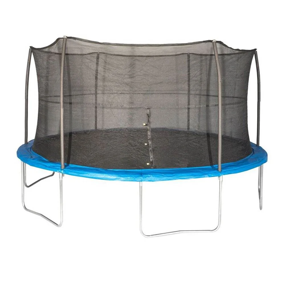 JumpKing JK15VC2 15 Foot Outdoor Trampoline & Safety Net Enclosure Kit, Blue
