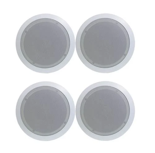 4) Pyle PDIC51RD 5.25 Inch 150W Round White In-Ceiling Wall Flush Speakers Four