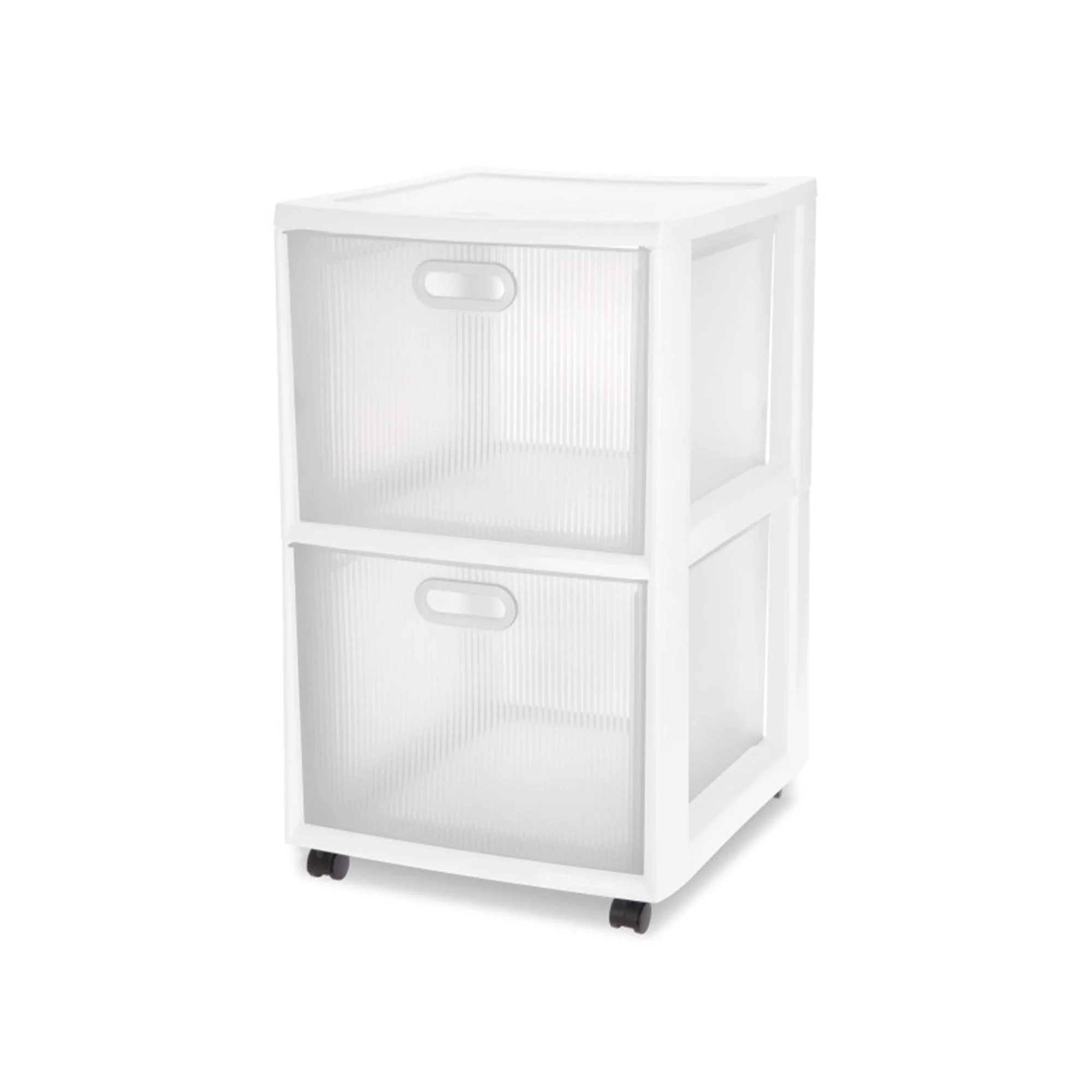 Sterilite Ultra 2 Drawer Filing Storage Cart, Plastic Rolling Organizer, 2 Pack