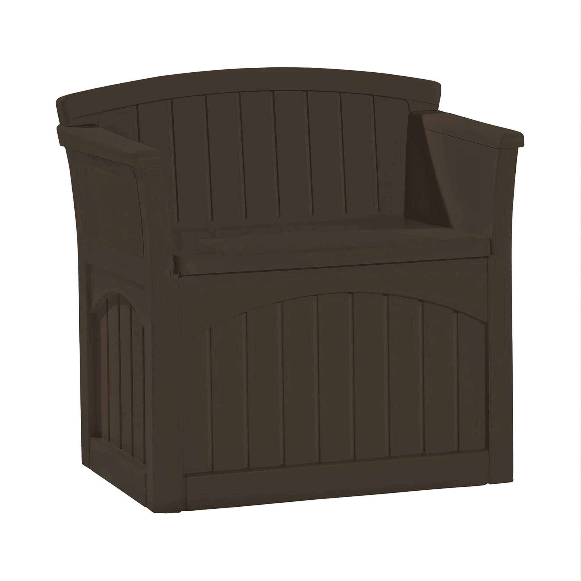 Suncast 31 Gallon Patio Seat Outdoor Storage and Bench Chair, Java | PB2600J