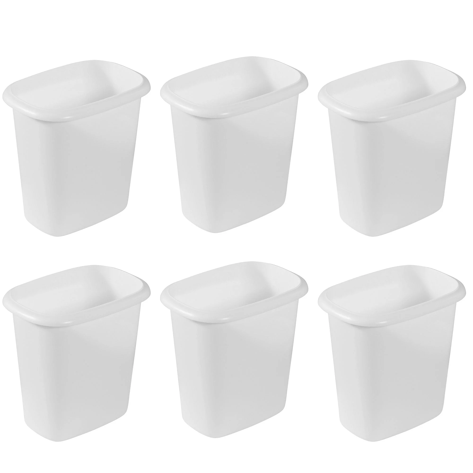 Rubbermaid 6 Quart Bedroom, Bathroom, and Office Wastebasket Trash Can (6 Pack)