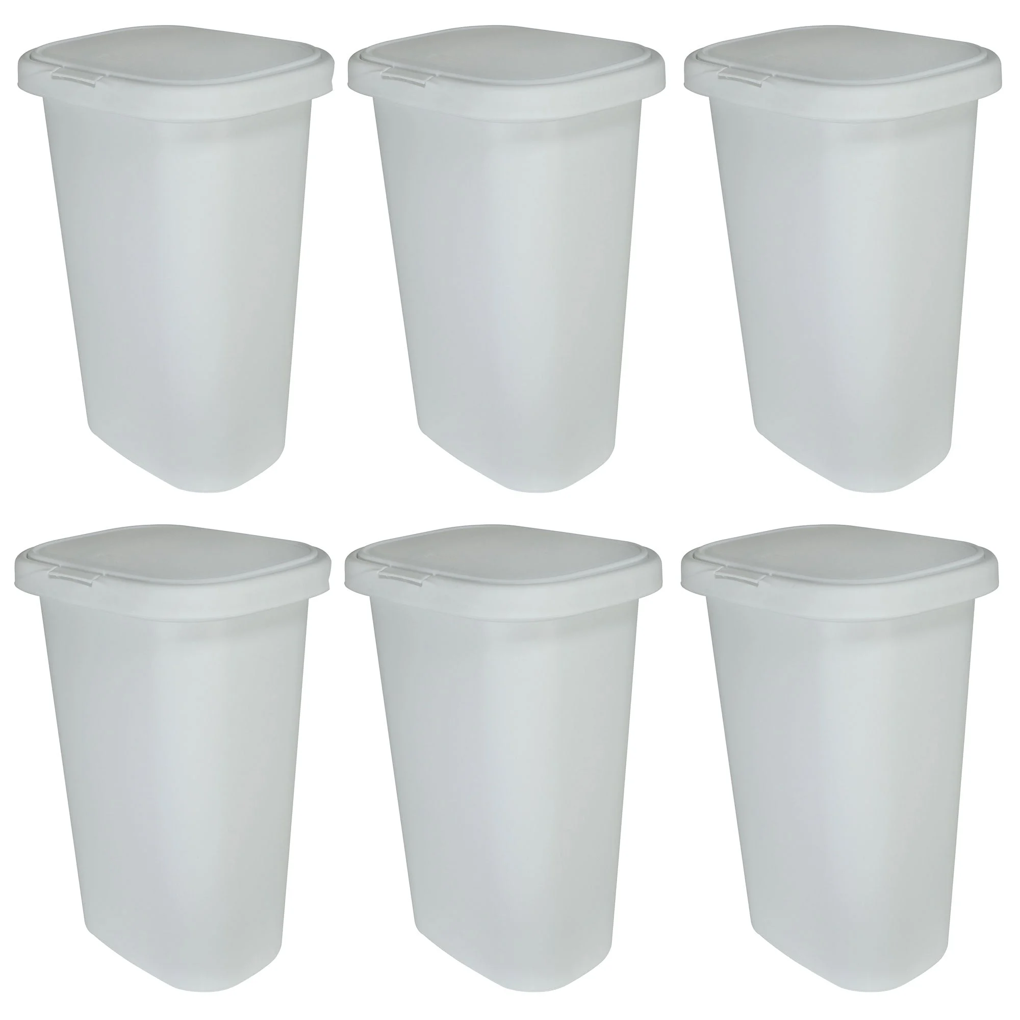 Rubbermaid 13 Gallon Rectangular Spring-Top Lid Wastebasket Trash Can (6 Pack)
