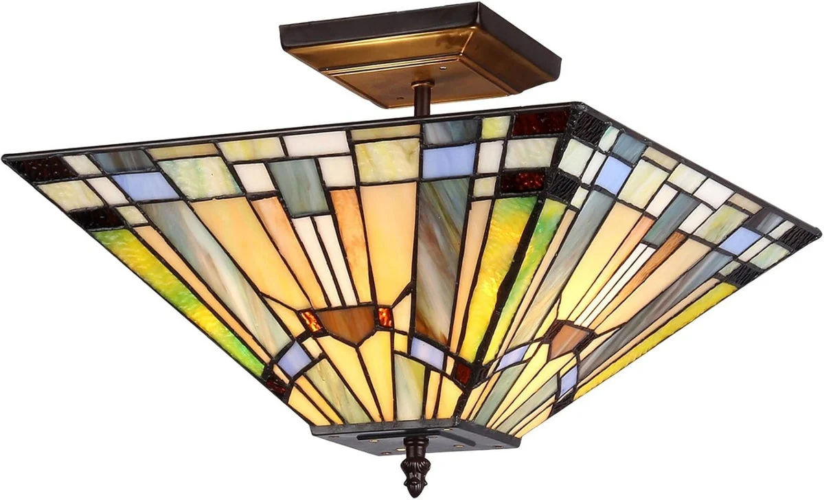 Chloe Lighting Kinsey 2 Light Mission Semi-Flush Ceiling Fixture 14" Shade