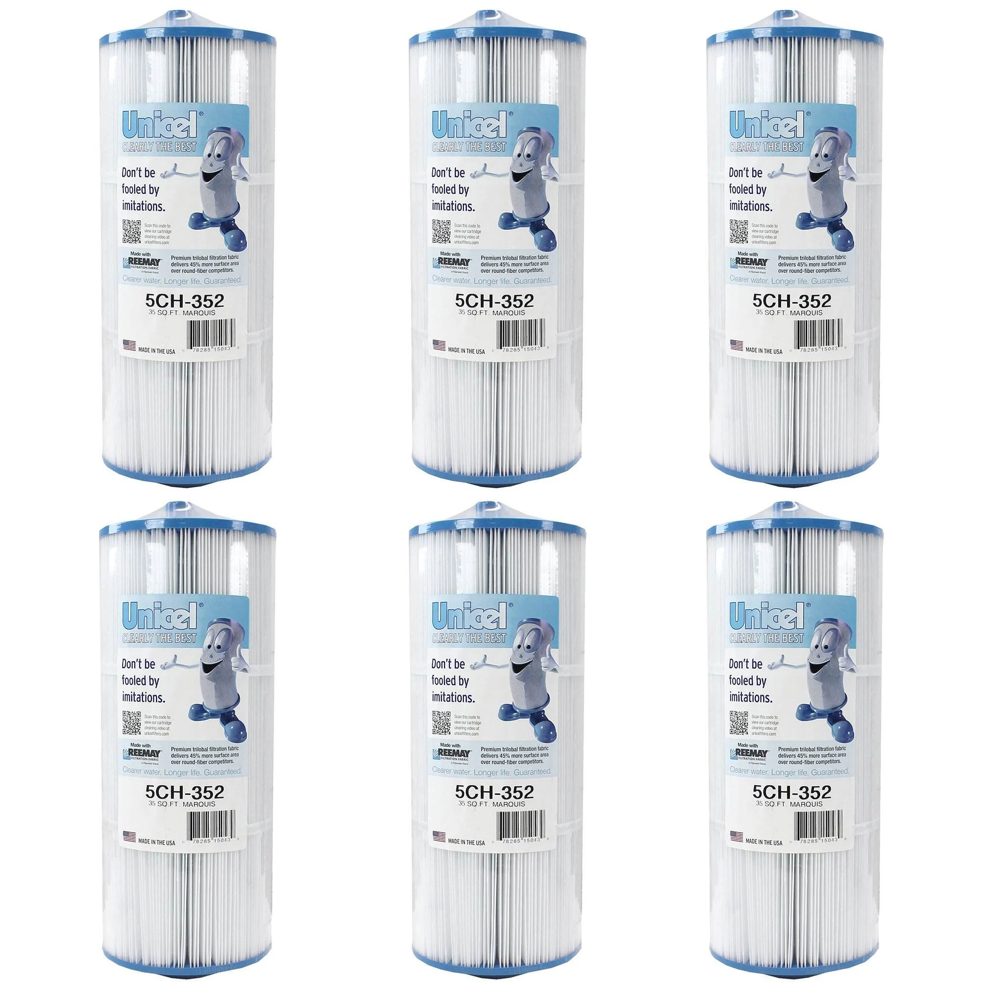 Unicel 5CH-352 Replacement 35 SqFt Filter Cartridge for Spa, 151 Pleats (6 Pack)