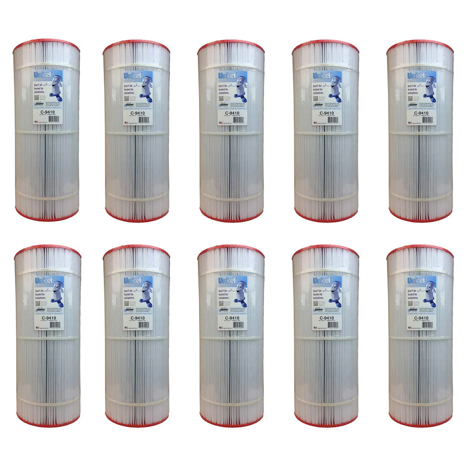 Unicel 100 Square Feet Sharp Pleats Swimming Pool Cartridge Filter (10 Pack)
