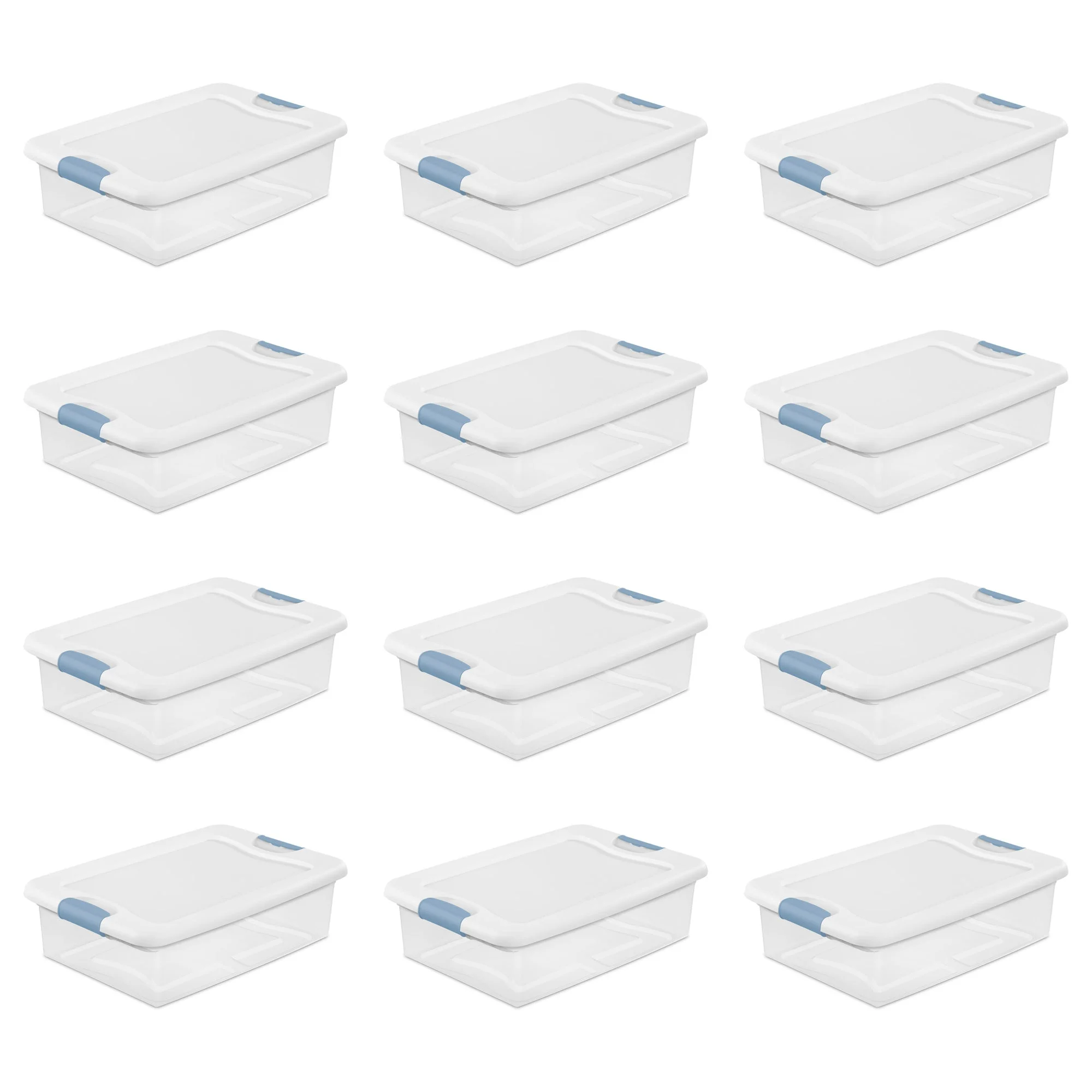 Sterilite 32 Qt Plastic Clear Stackable Latching Storage Box Container (12 Pack)