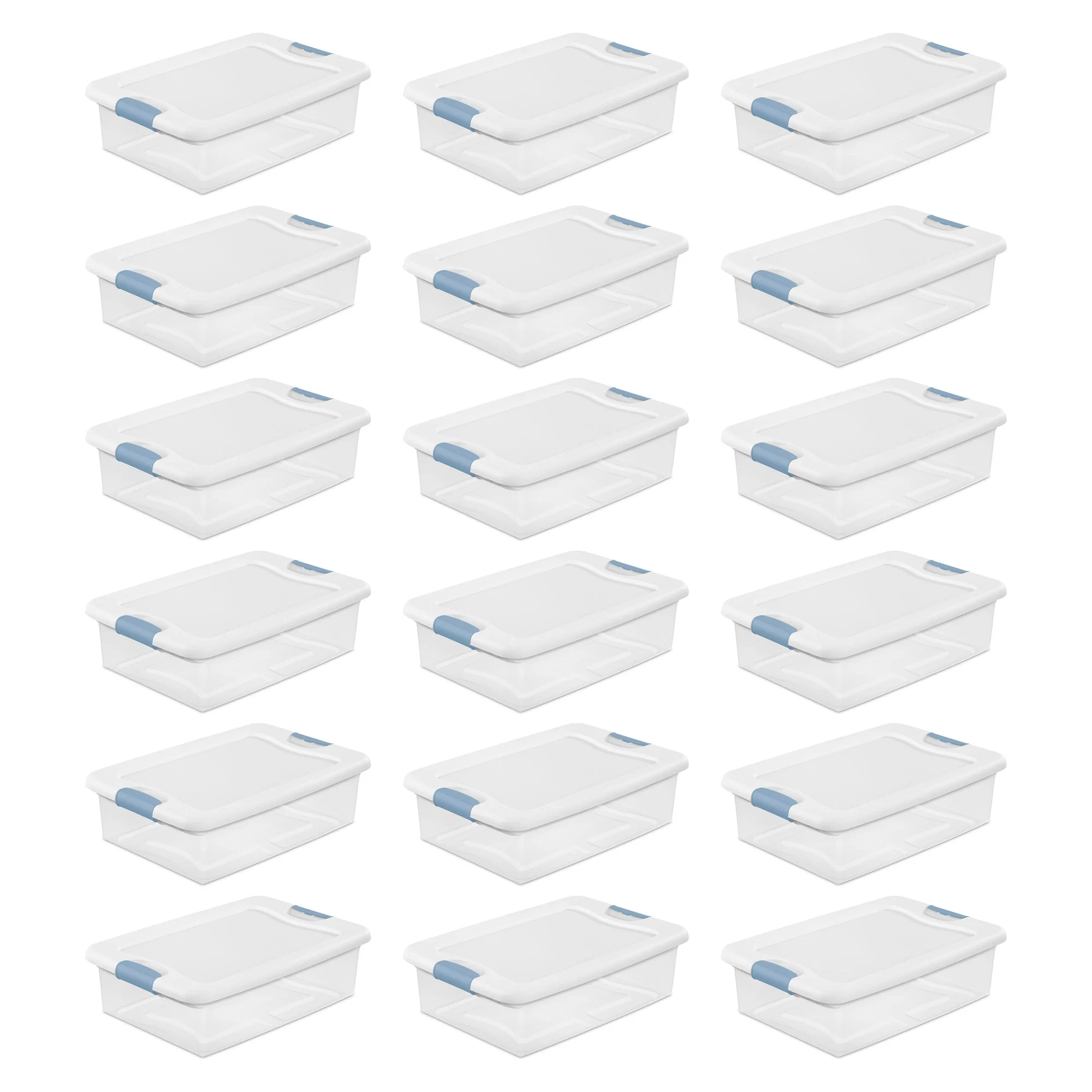 Sterilite 32 Quart Clear Stackable Latching Storage Box Containers, 18 Pack
