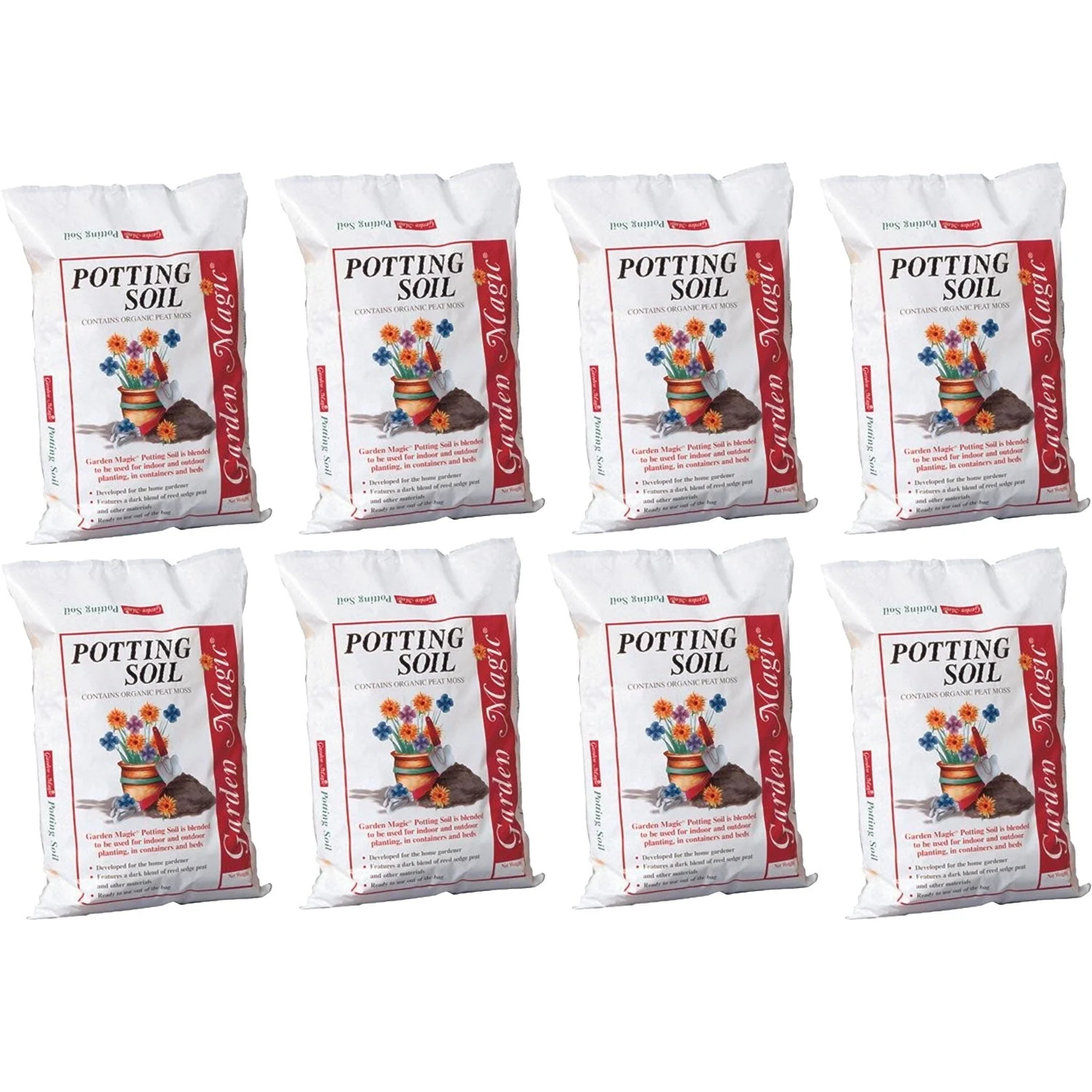 Michigan Peat 5720 Garden Magic General Purpose Potting Soil Mix, 20 lb, 8 Pack