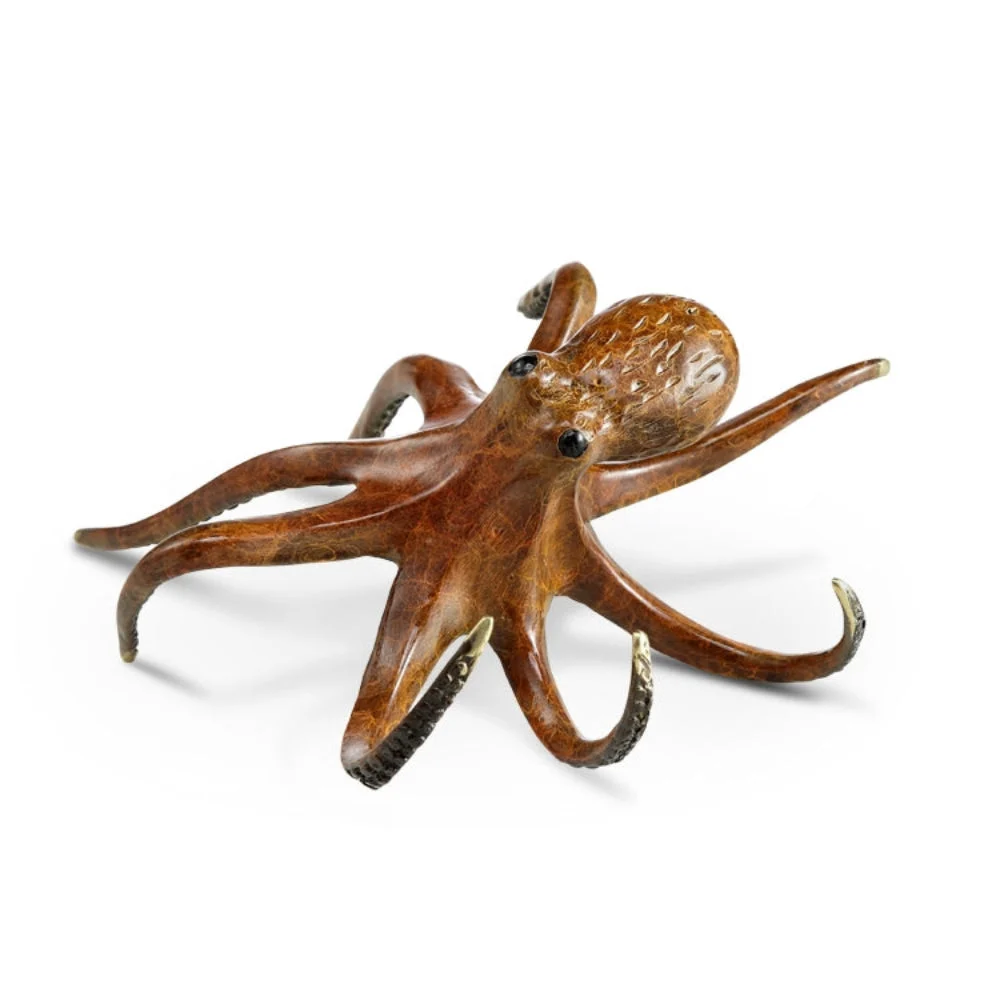 SPI Home Lurking Octopus Brass Sculpture Coastal Marine Accent 3 Inches Tall