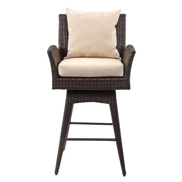Hayes Outdoor Wicker Swivel Armed Counter Stool - Brown/Beige - OPEN BOX