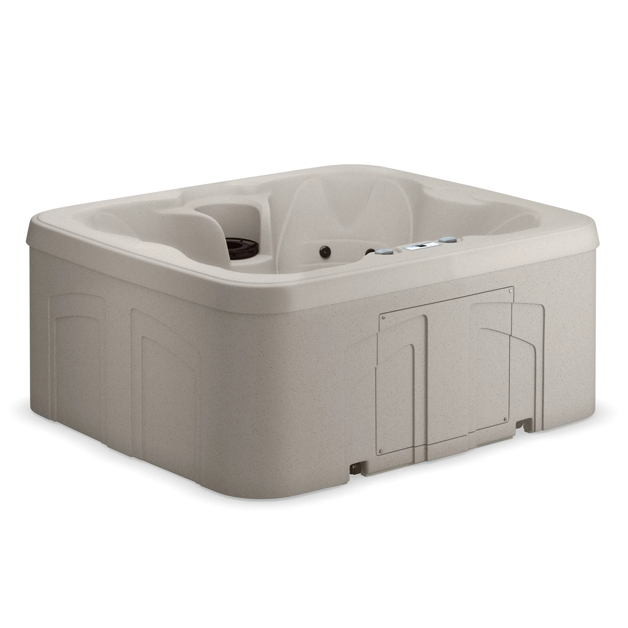 LifeSmart LS100 Sand 4 Person Plug and Play Square Hot Tub Spa with Black Cover