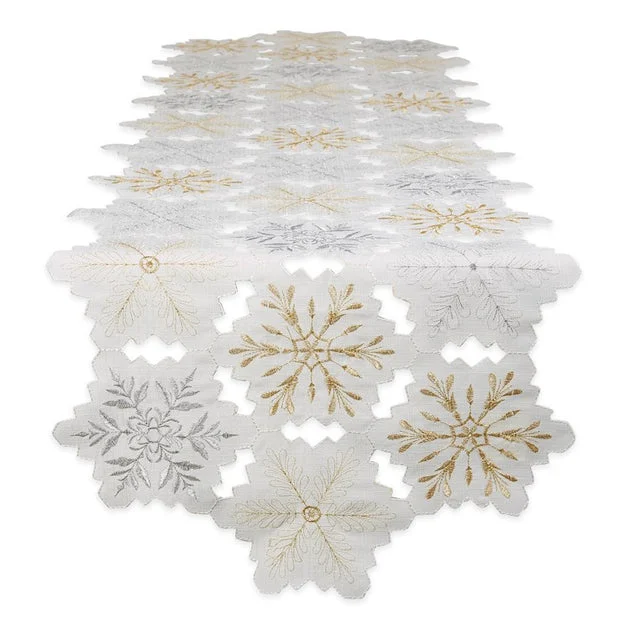 Embroidered Snowflakes Table Runner