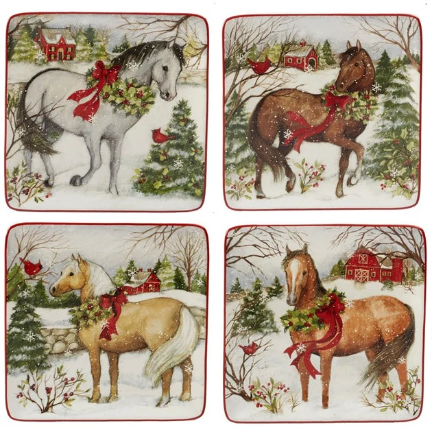 Christmas on the Farm 8.5" Dessert Plates Set of 4
