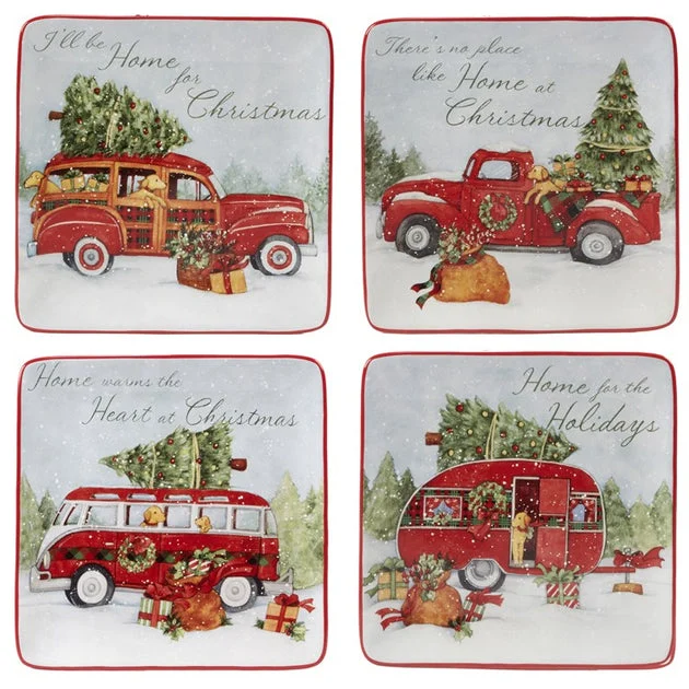 Home for Christmas 8.5" Dessert Plates Set of 4