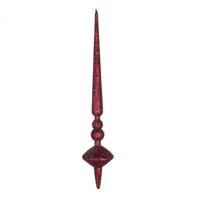 12" Burgundy Glitter Cupola Finials 3 Per Bag