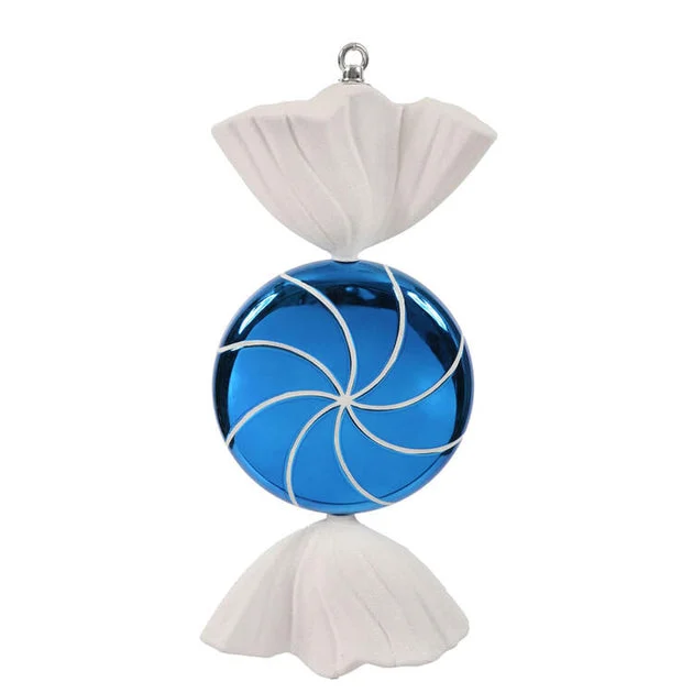 18.5" Blue White Swirl Candy Ornament